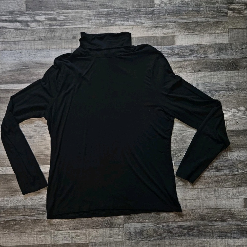💚🩵Lauren Ralph Lauren Black Stretch Pullover Long Sleeve Turtle Neck Sz XXL 🩷